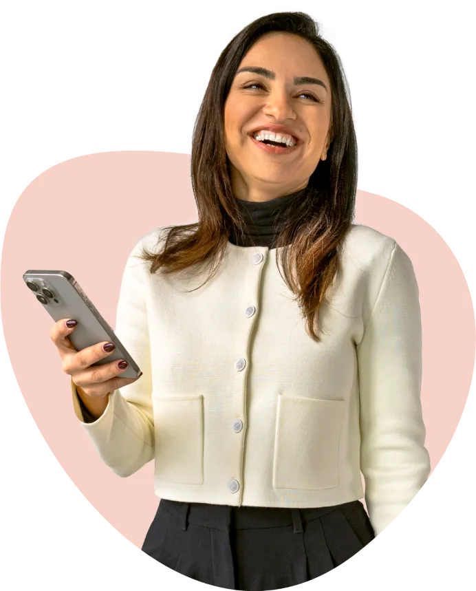 Professional woman holding phone