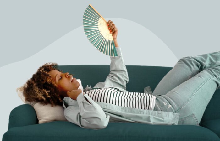 Woman experiencing a hot flash