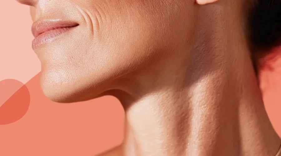 Close-up of healthy skin over 40 showing natural texture and resilience on the face and neck.